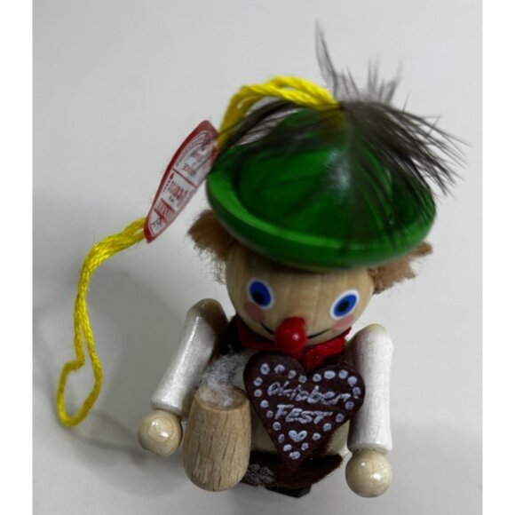 VTG 3" Steinbach Oktoberfest Wooden Christmas Ornament Handmade Germany Beer NWT - Picture 1 of 12